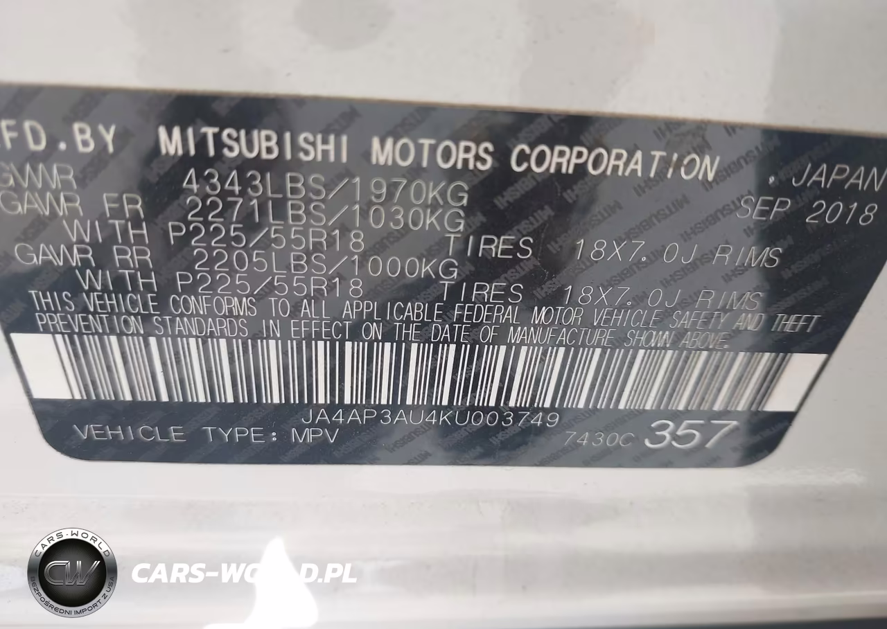 2019 Mitsubishi Outlander Sport 2.0 Es VIN:JA4AP3AU4KU003749 - 9