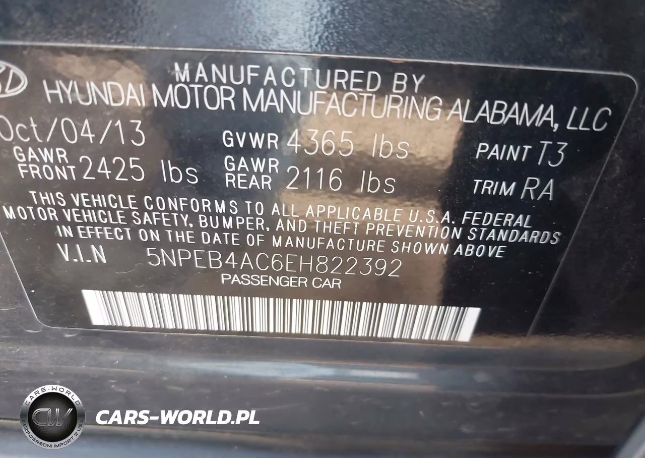 2014 Hyundai Sonata Gls VIN:5NPEB4AC6EH822392 - 9