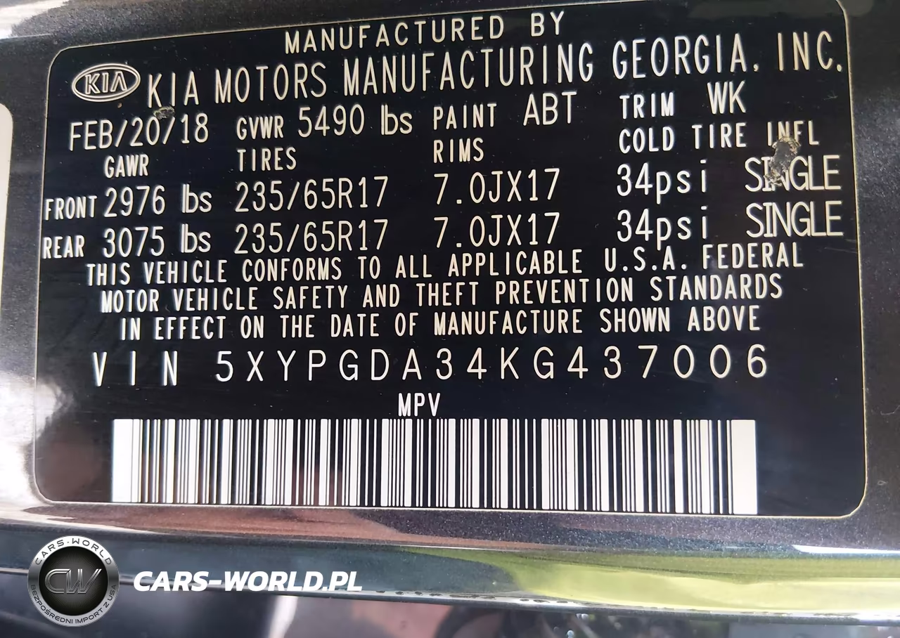 2019 Kia Sorento 2.4L Lx VIN:5XYPGDA34KG437006 - 9
