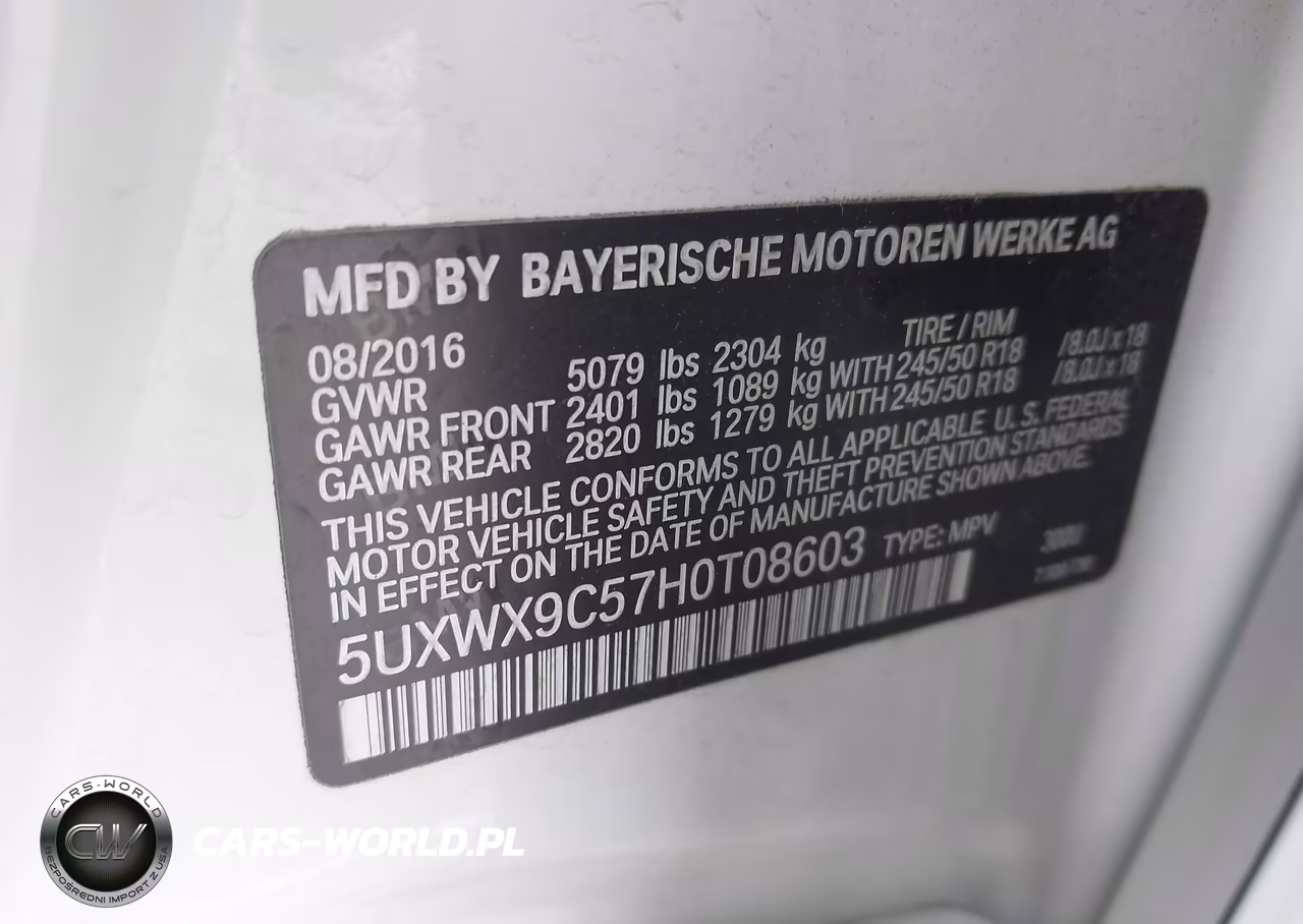 2017 BMW X3 xDrive28I VIN:5UXWX9C57H0T08603 - 9
