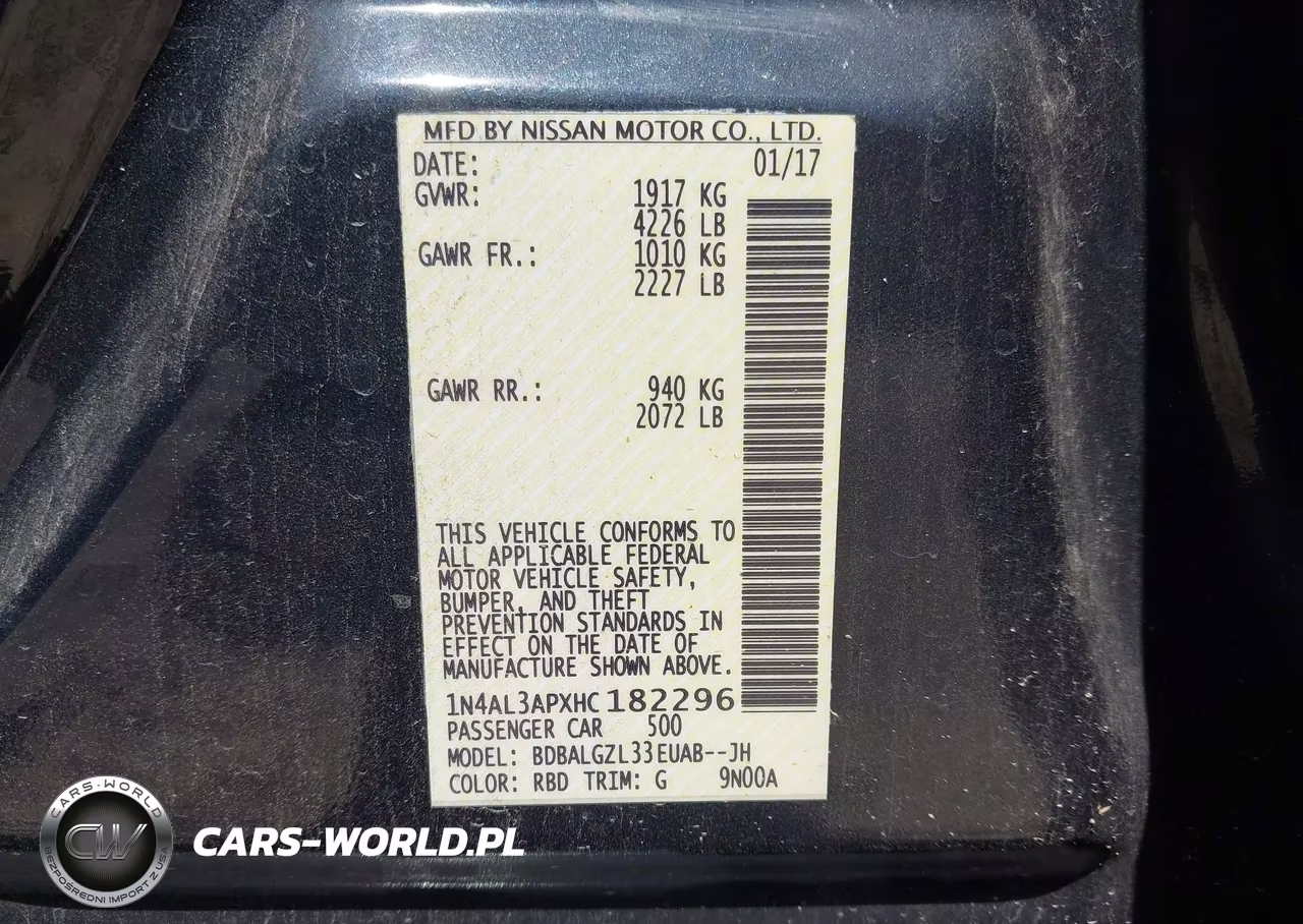 2017 Nissan Altima 2.5 S VIN:1N4AL3APXHC182296 - 9