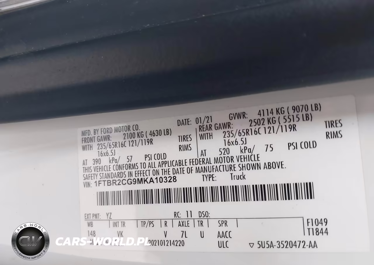 2021 Ford Transit-250 VIN:1FTBR2CG9MKA10328 - 9