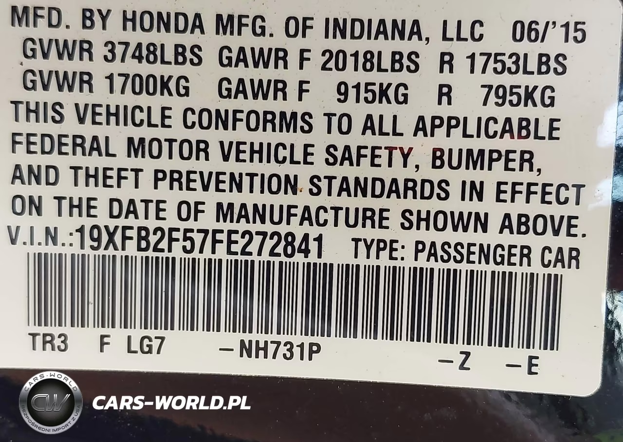 2015 Honda Civic Lx VIN:19XFB2F57FE272841 - 9