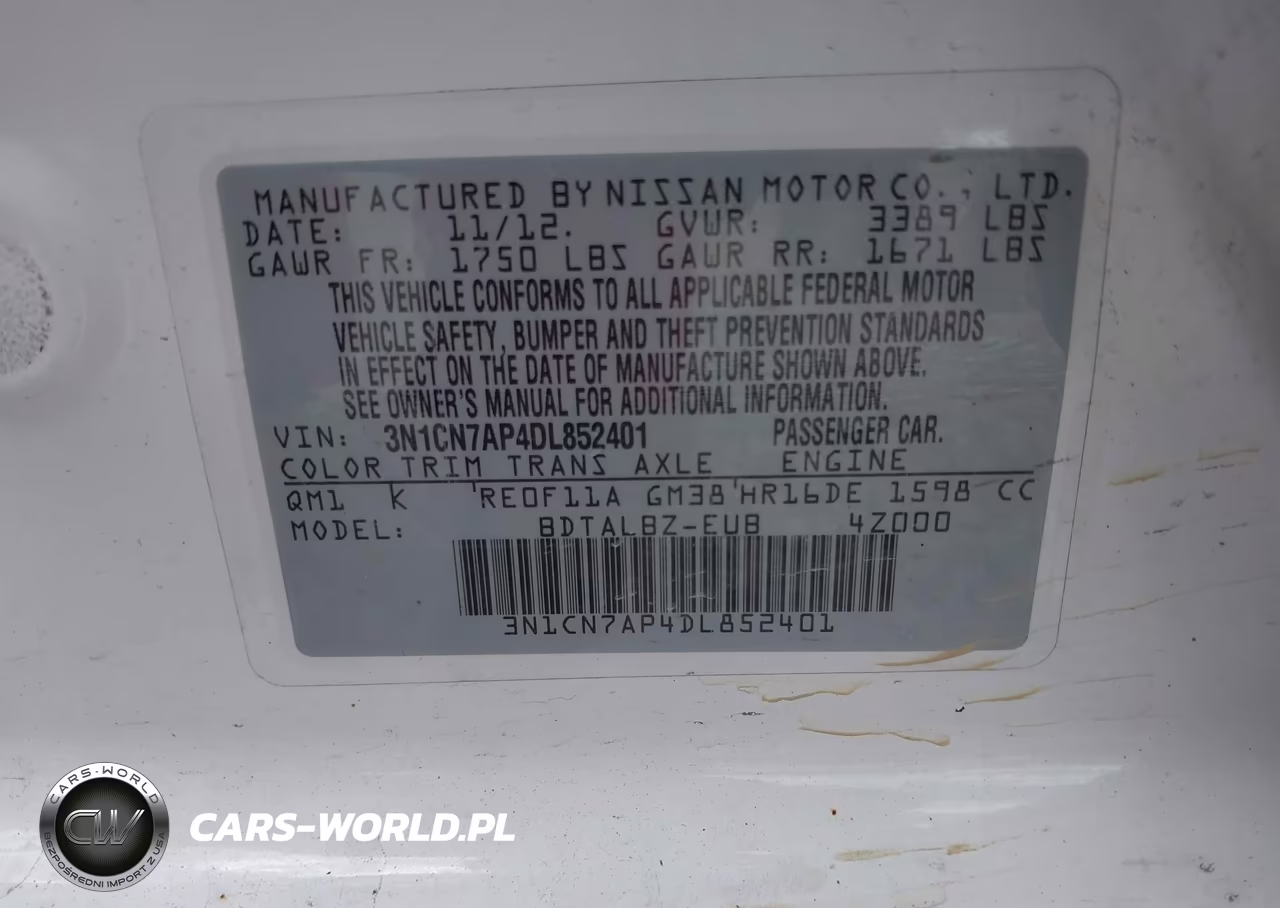 2013 Nissan Versa 1.6 Sv VIN:3N1CN7AP4DL852401 - 9