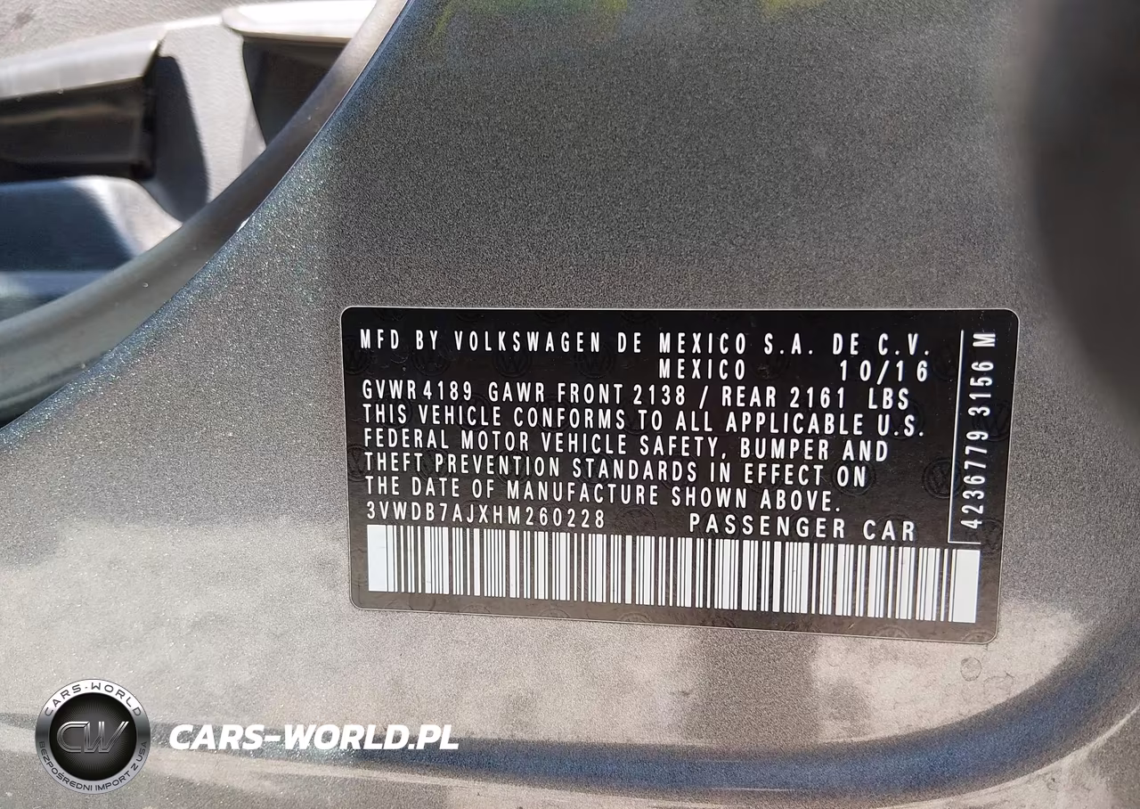 2017 Volkswagen Jetta 1.4T Se VIN:3VWDB7AJXHM260228 - 9