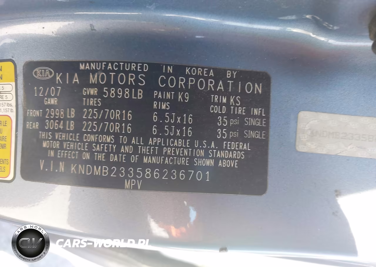 2008 Kia Sedona Lx VIN:KNDMB233586236701 - 9