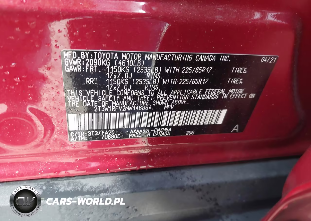 2021 Toyota Rav4 Xle VIN:2T3W1RFV2MW146884 - 9