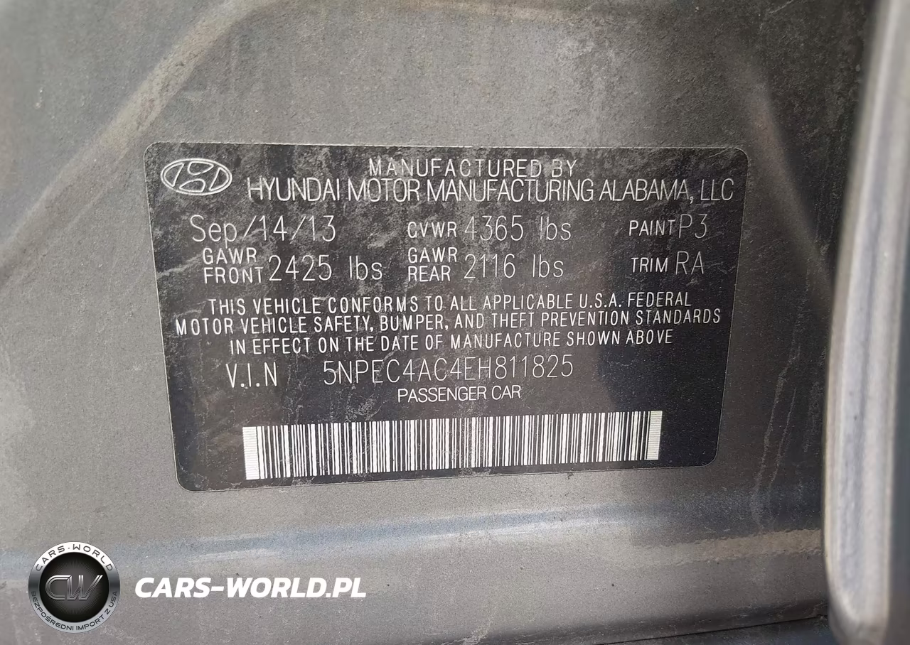 2014 Hyundai Sonata Se VIN:5NPEC4AC4EH811825 - 9