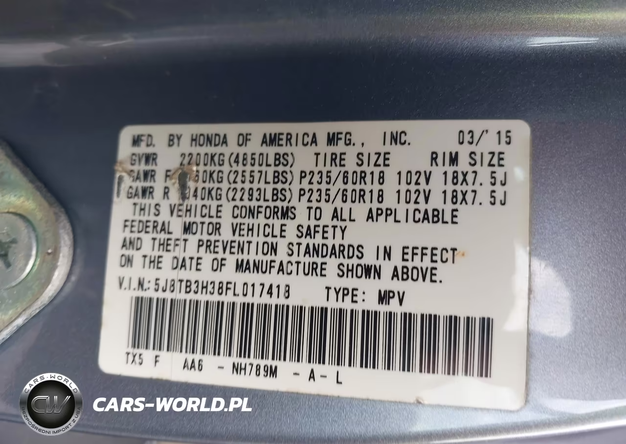 2015 Acura Rdx VIN:5J8TB3H38FL017418 - 9