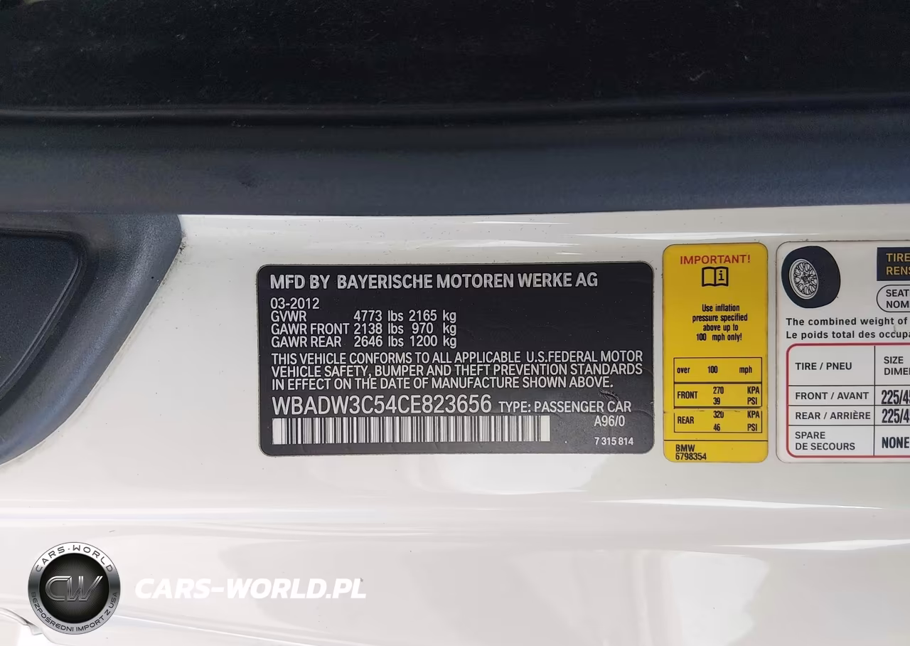 2012 BMW 328I VIN:WBADW3C54CE823656 - 9