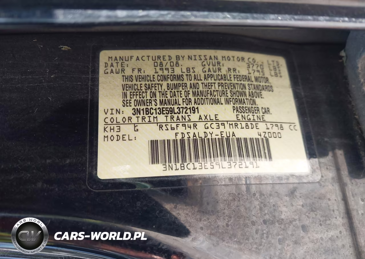 2009 Nissan Versa 1.8S VIN:3N1BC13E59L372191 - 9
