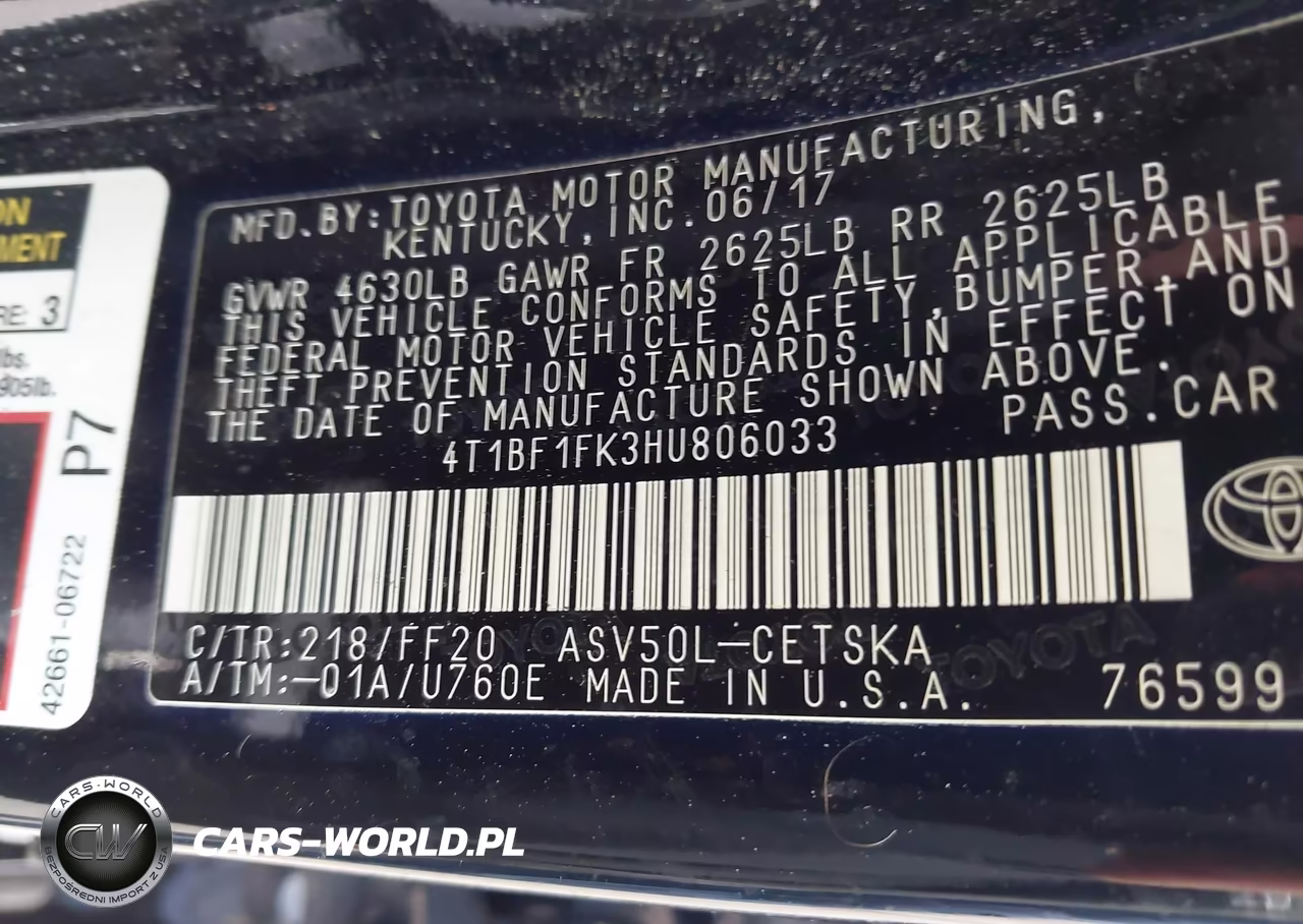 2017 Toyota Camry Se VIN:4T1BF1FK3HU806033 - 9