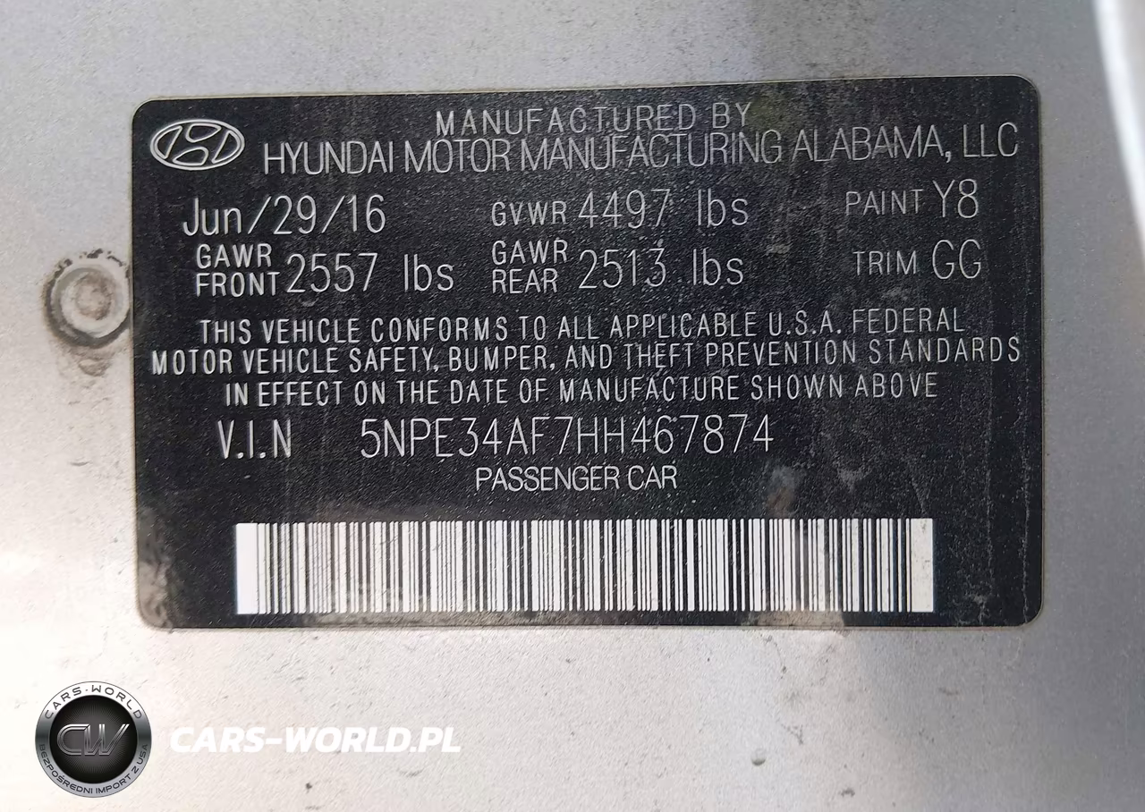2017 Hyundai Sonata Sport VIN:5NPE34AF7HH467874 - 9