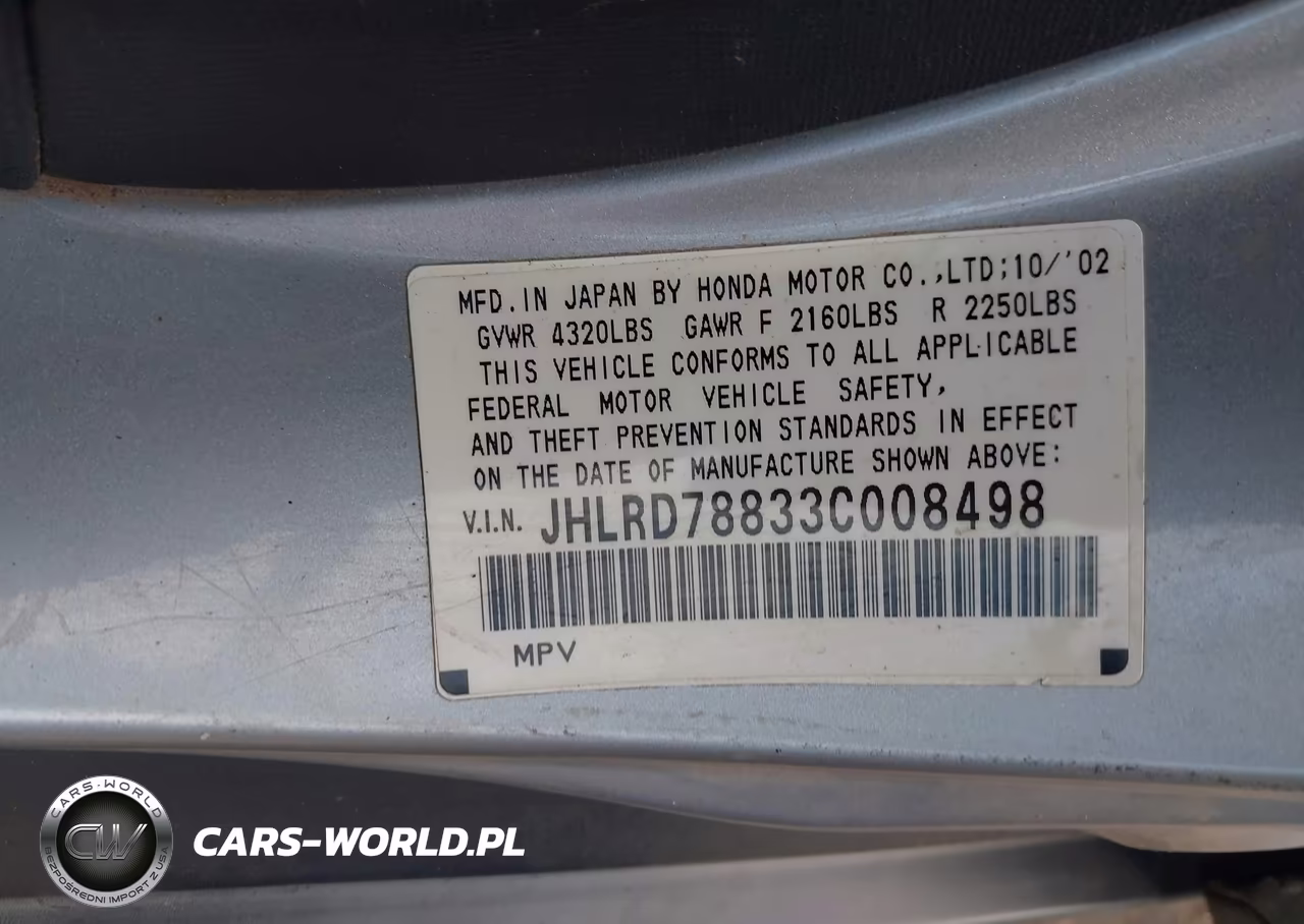 2003 Honda Cr-V Ex VIN:JHLRD78833C008498 - 9