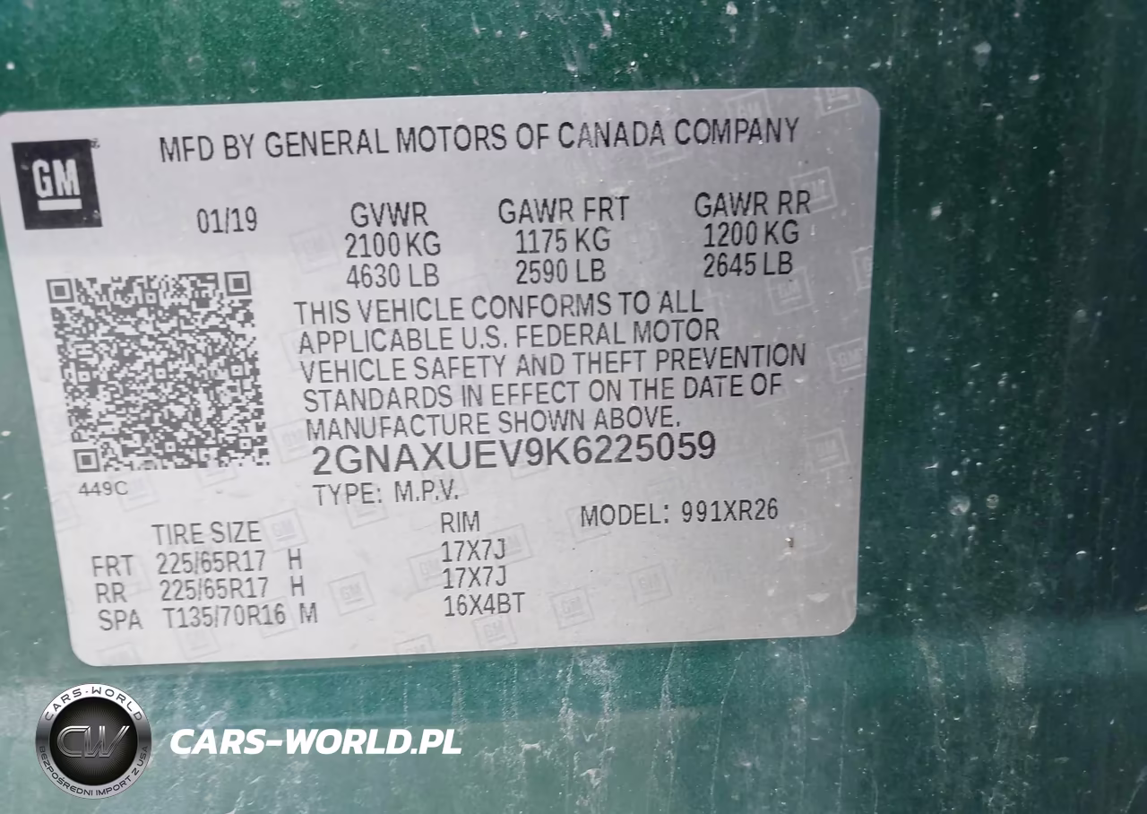 2019 Chevrolet Equinox Lt VIN:2GNAXUEV9K6225059 - 9