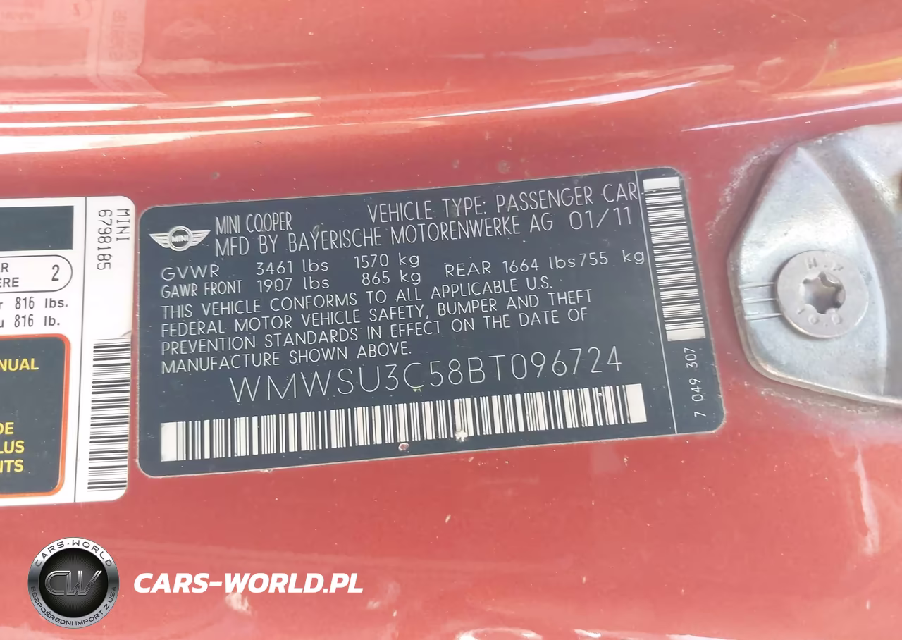 2011 Mini Cooper VIN:WMWSU3C58BT096724 - 9