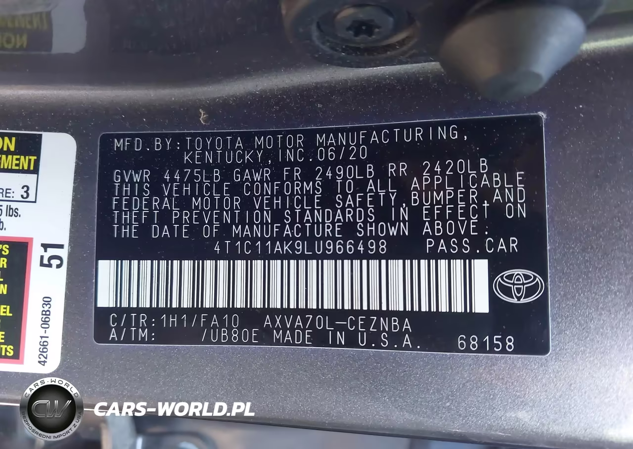 2020 Toyota Camry Le VIN:4T1C11AK9LU966498 - 9