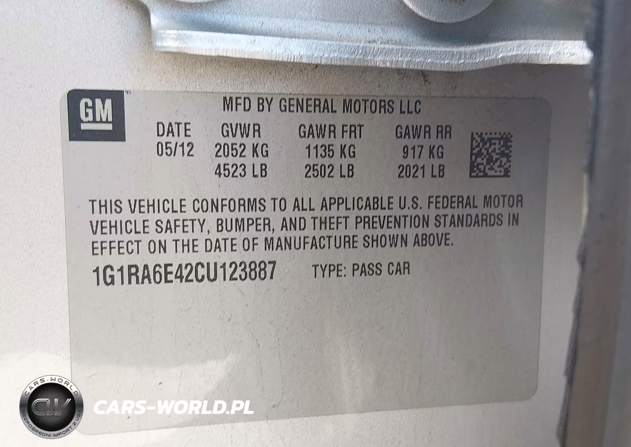 2012 Chevrolet Volt VIN:1G1RA6E42CU123887 - 9