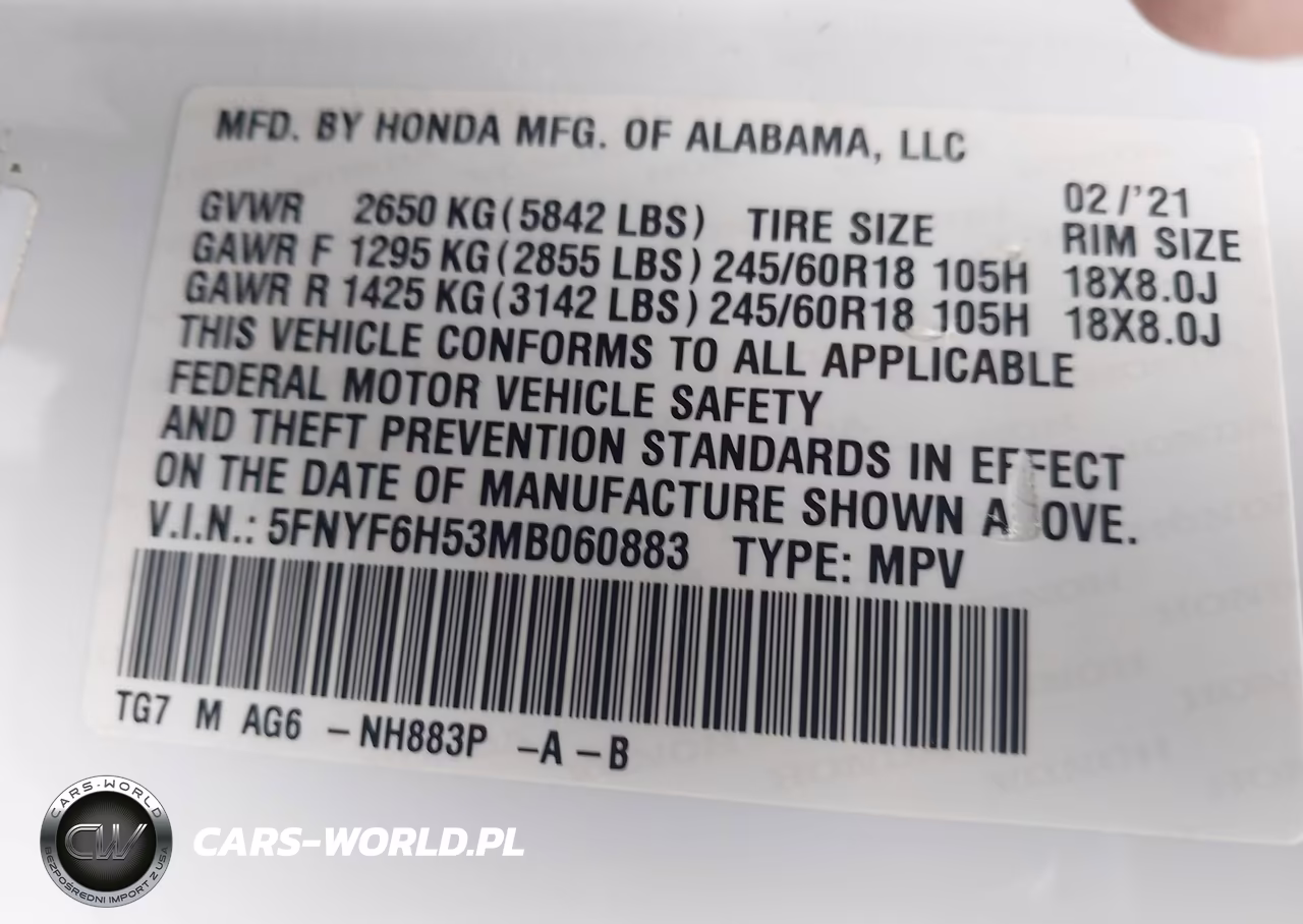 2021 Honda Pilot Awd Ex-L VIN:5FNYF6H53MB060883 - 9