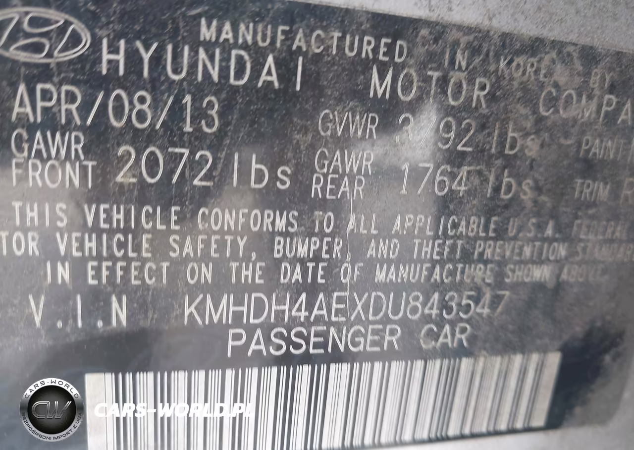 2013 Hyundai Elantra Gls VIN:KMHDH4AEXDU843547 - 9