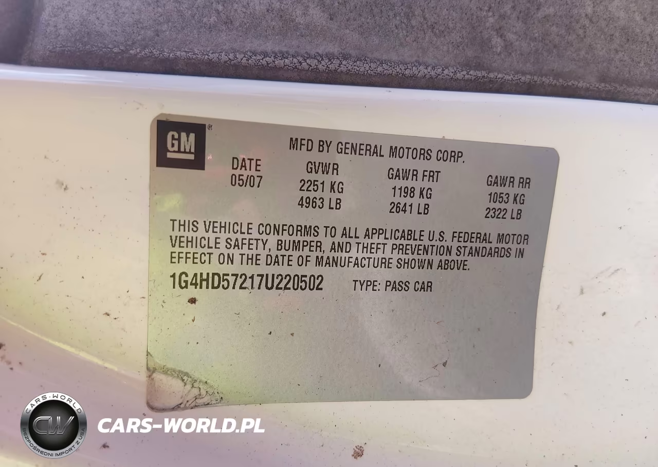 2007 Buick Lucerne Cxl VIN:1G4HD57217U220502 - 9
