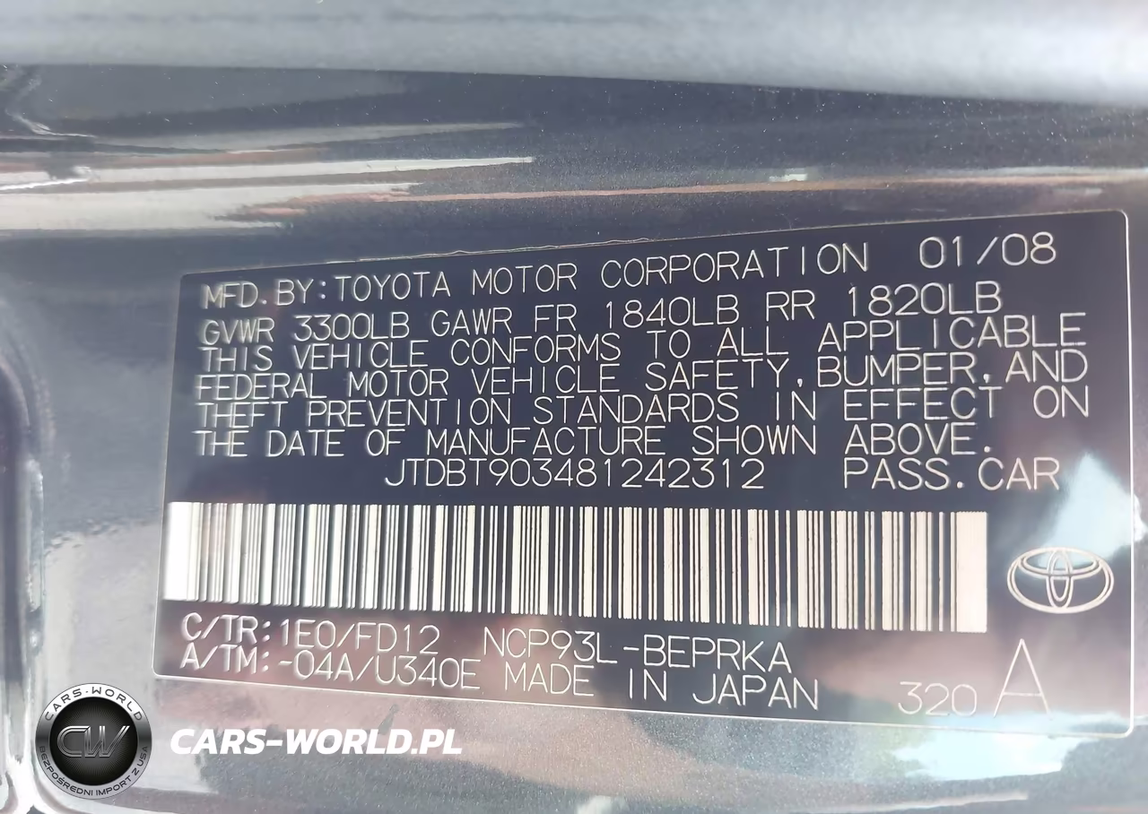2008 Toyota Yaris VIN:JTDBT903481242312 - 9