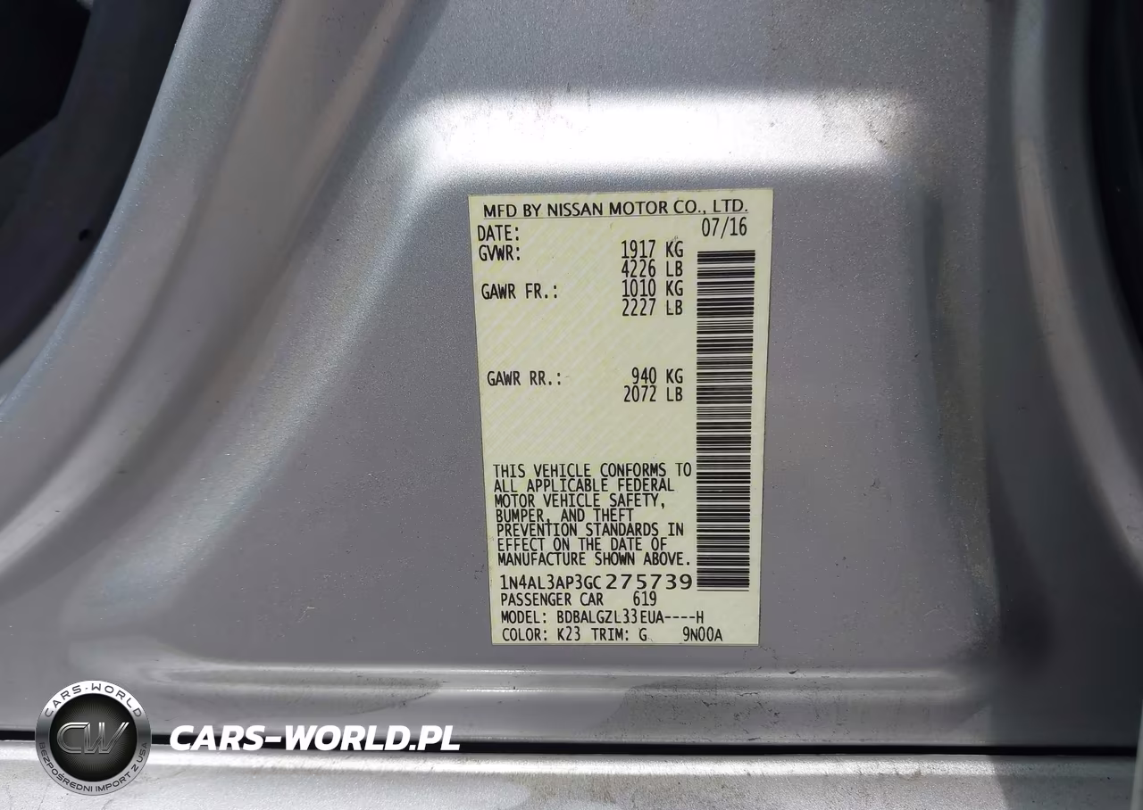 2016 Nissan Altima 2.5 VIN:1N4AL3AP3GC275739 - 9