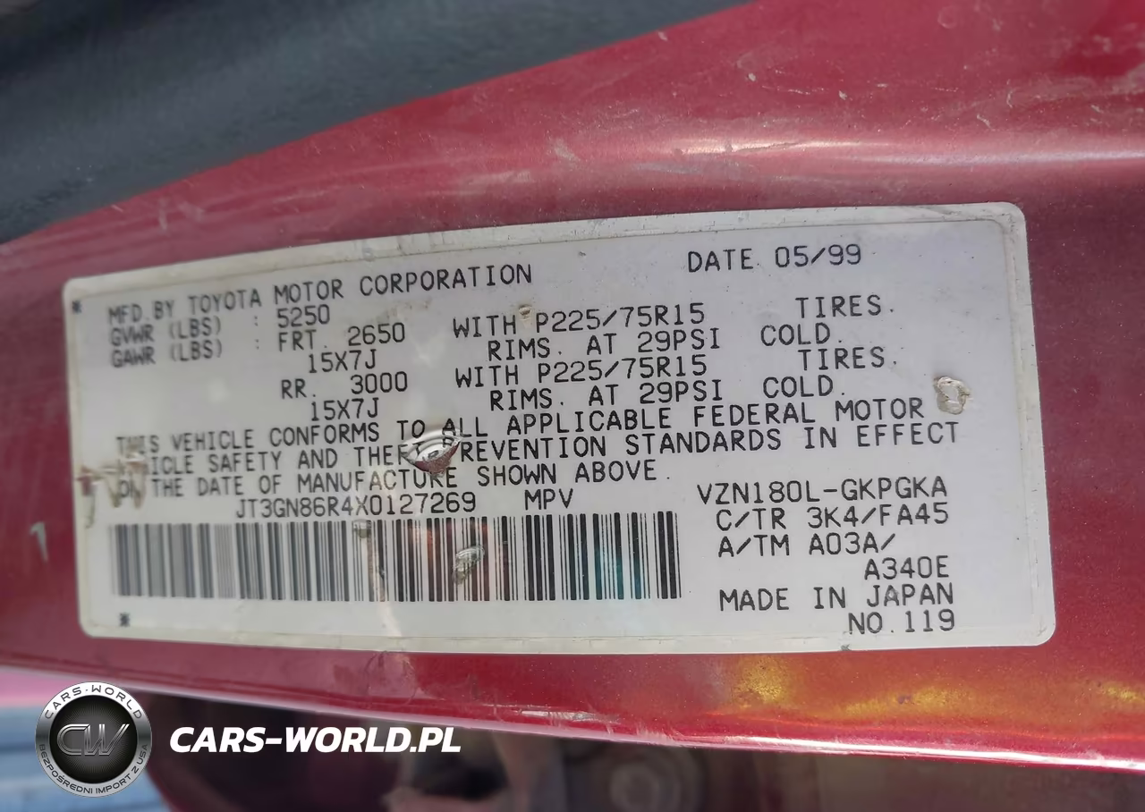 1999 Toyota 4Runner Sr5 V6 VIN:JT3GN86R4X0127269 - 9
