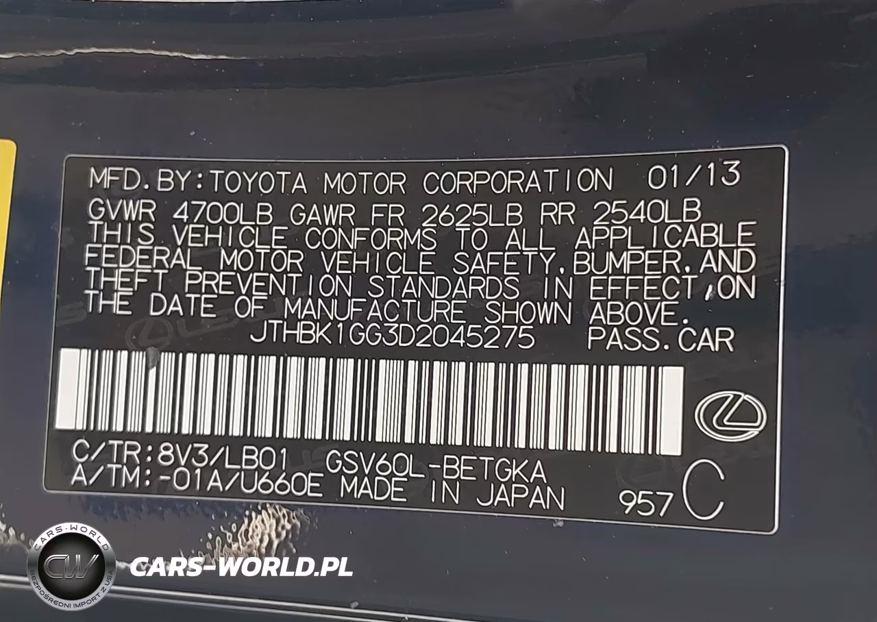 2013 Lexus Es 350 VIN:JTHBK1GG3D2045275 - 9