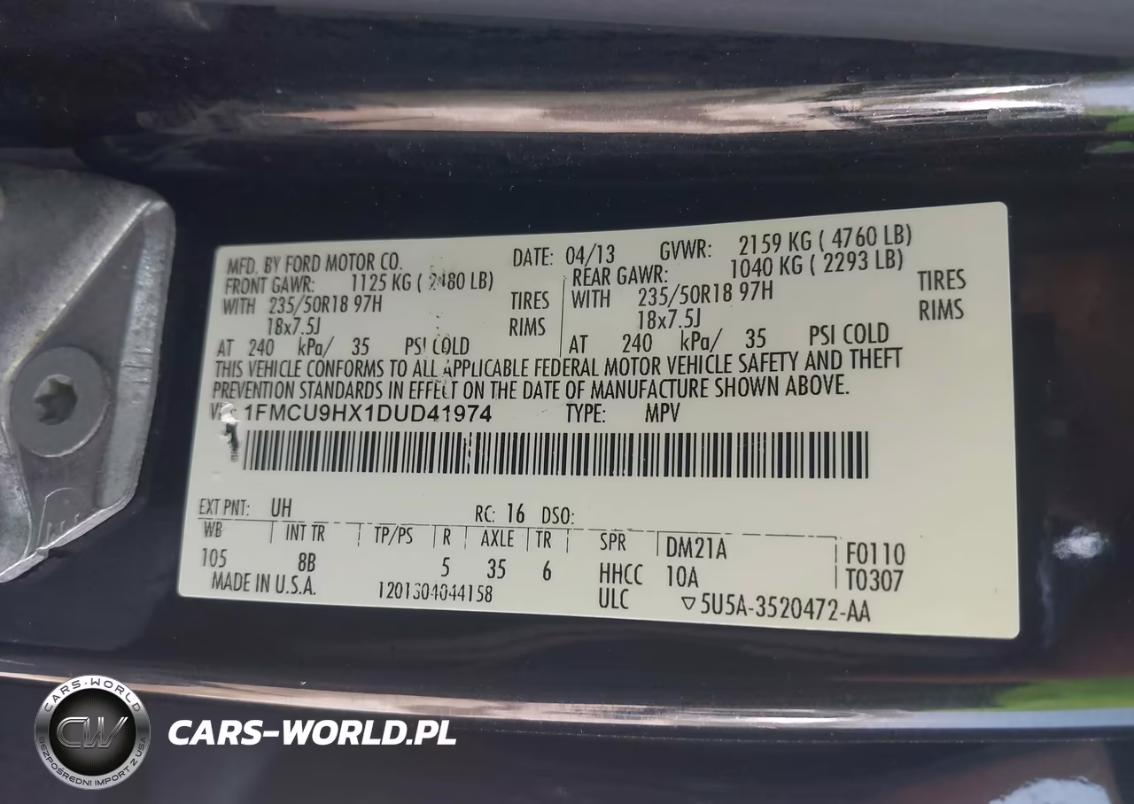 2013 Ford Escape Sel VIN:1FMCU9HX1DUD41974 - 9