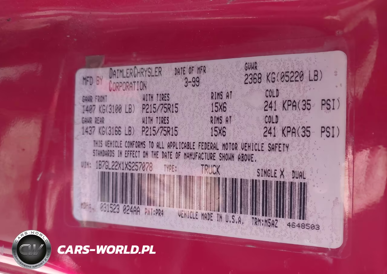 1999 Dodge Dakota Slt-Sport VIN:1B7GL22X1XS257078 - 9