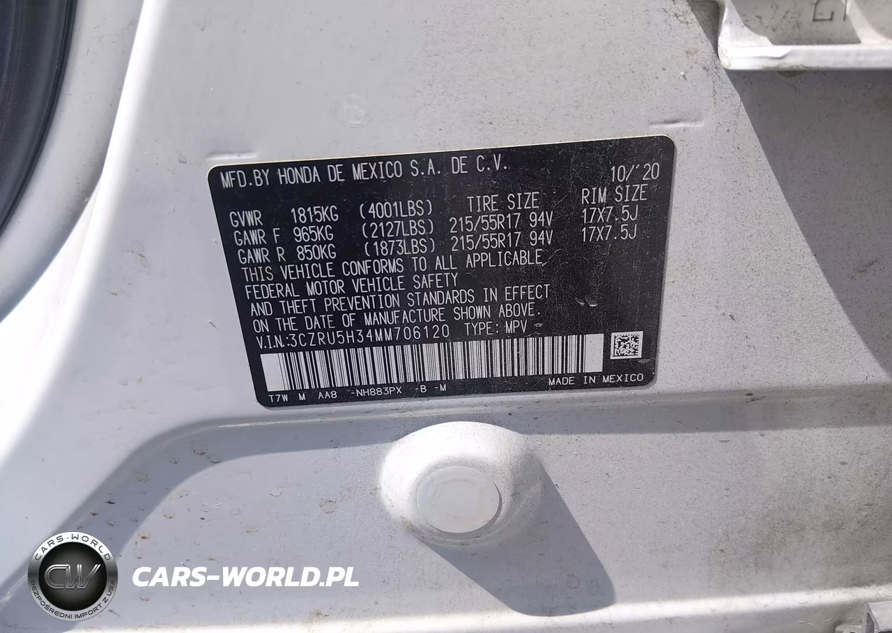 2021 Honda Hr-V 2Wd Lx VIN:3CZRU5H34MM706120 - 9