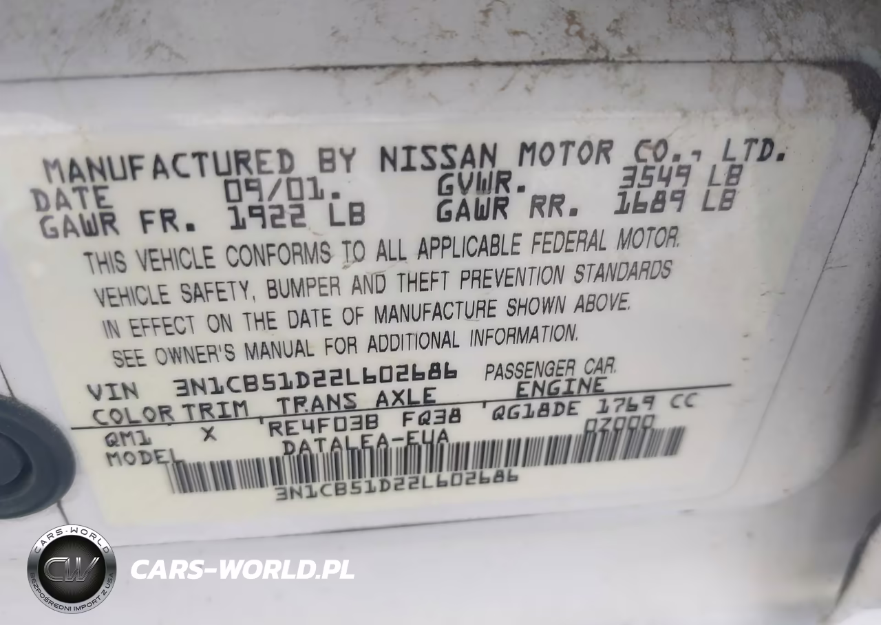2002 Nissan Sentra Gxe VIN:3N1CB51D22L602686 - 9