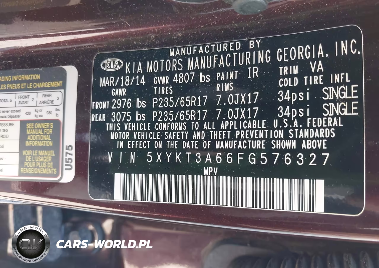 2015 Kia Sorento Lx VIN:5XYKT3A66FG576327 - 9