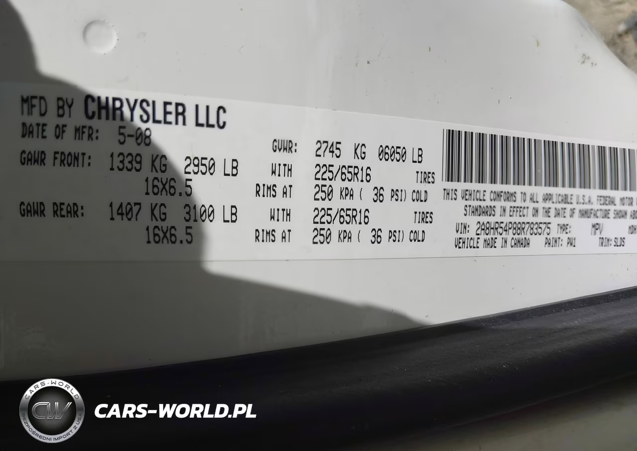 2008 Chrysler Town & Country Touring VIN:2A8HR54P88R783575 - 9