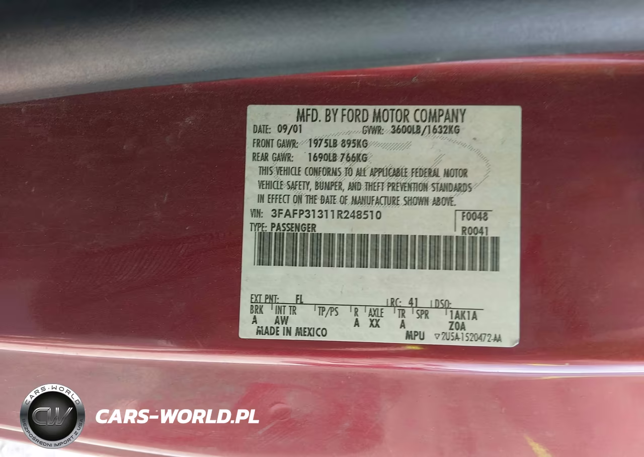 2001 Ford Focus Zx3 VIN:3FAFP31311R248510 - 9