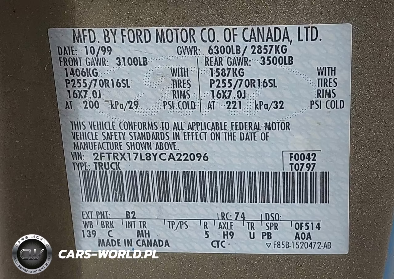 2000 Ford F-150 Lariat-Work Series-Xl-Xlt VIN:2FTRX17L8YCA22096 - 9