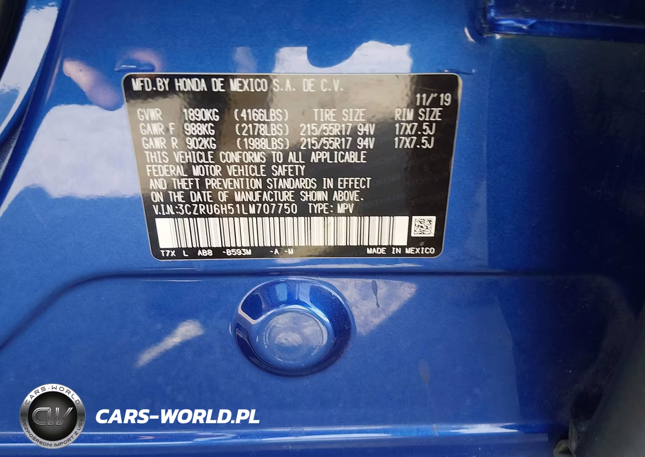 2020 Honda Hr-V Awd Ex VIN:3CZRU6H51LM707750 - 9