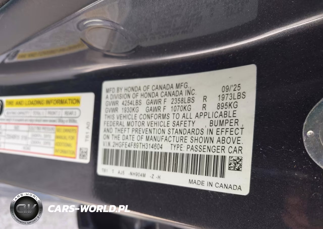 2026 Honda Civic Hybrid Sport-Sport Touring VIN:2HGFE4F89TH314604 - 9