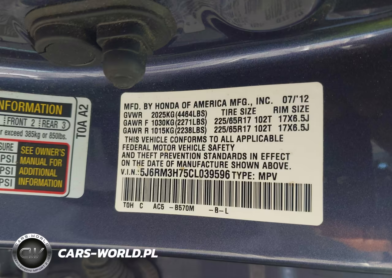 2012 Honda Cr-V Ex-L VIN:5J6RM3H75CL039596 - 9