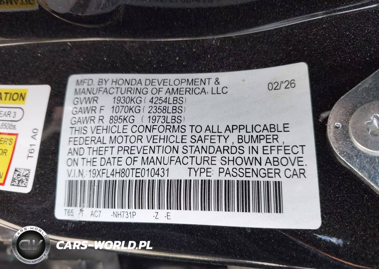 2026 Honda Civic Hybrid Sport VIN:19XFL4H80TE010431 - 9