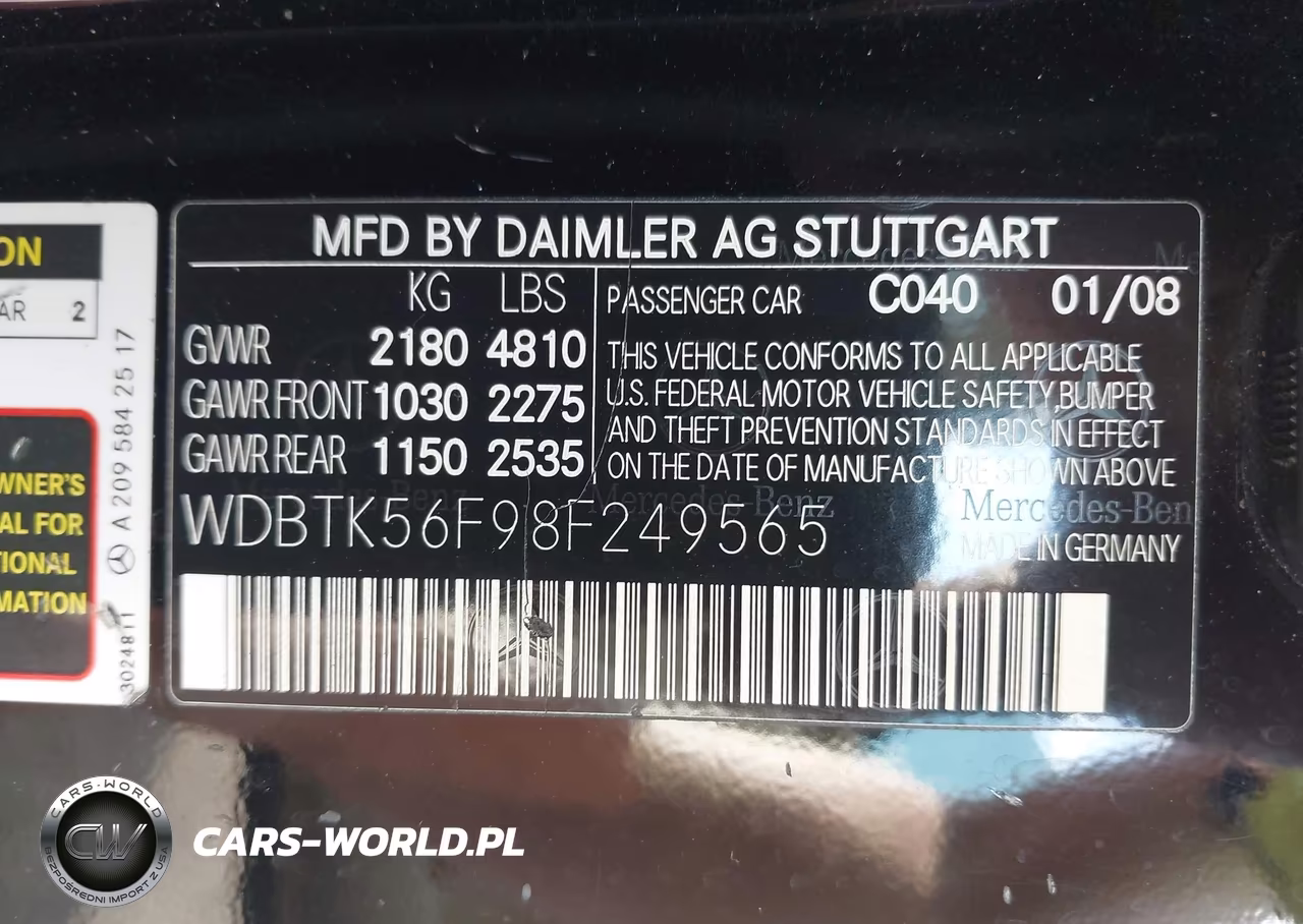 2008 Mercedes-Benz Clk 350 VIN:WDBTK56F98F249565 - 9