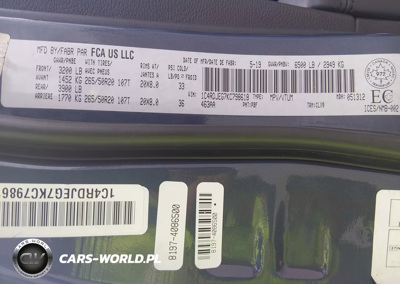 2019 Dodge Durango Citadel VIN:1C4RDJEG7KC798618 - 9