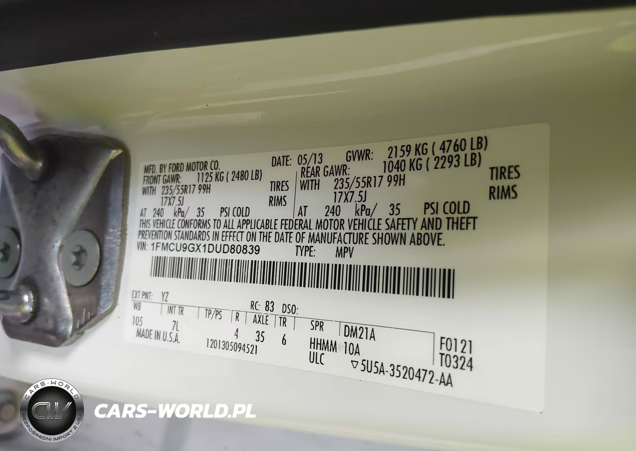 2013 Ford Escape Se VIN:1FMCU9GX1DUD80839 - 9
