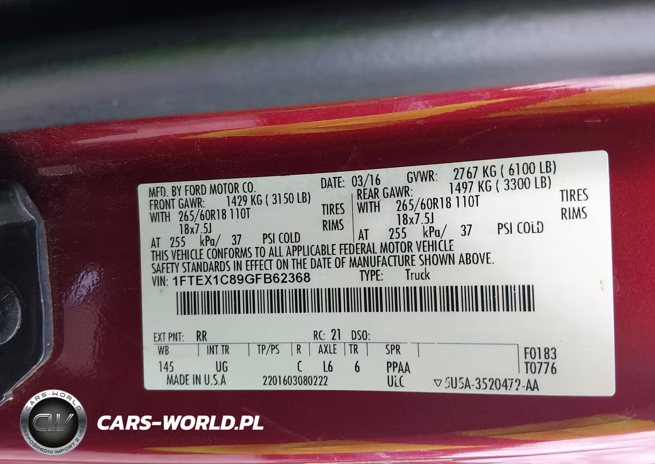 2016 Ford F-150 Xlt VIN:1FTEX1C89GFB62368 - 9