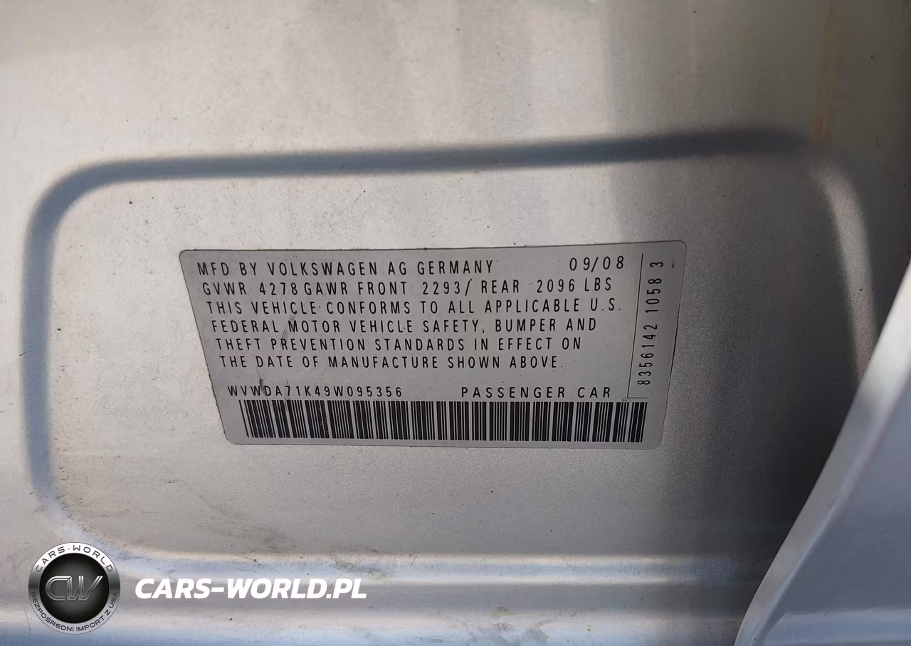 2009 Volkswagen Rabbit S VIN:WVWDA71K49W095356 - 9