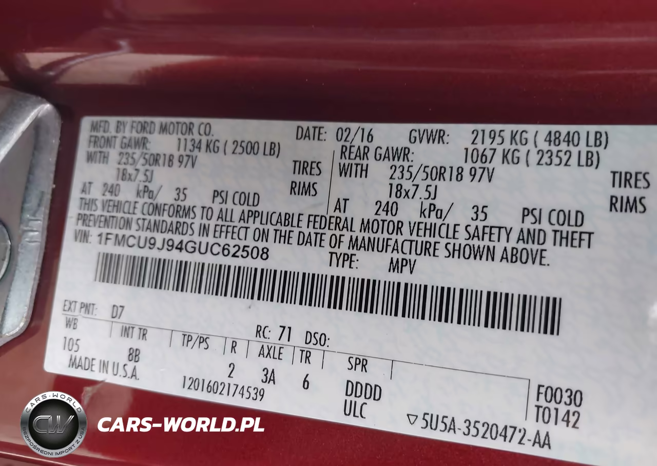 2016 Ford Escape Titanium VIN:1FMCU9J94GUC62508 - 9