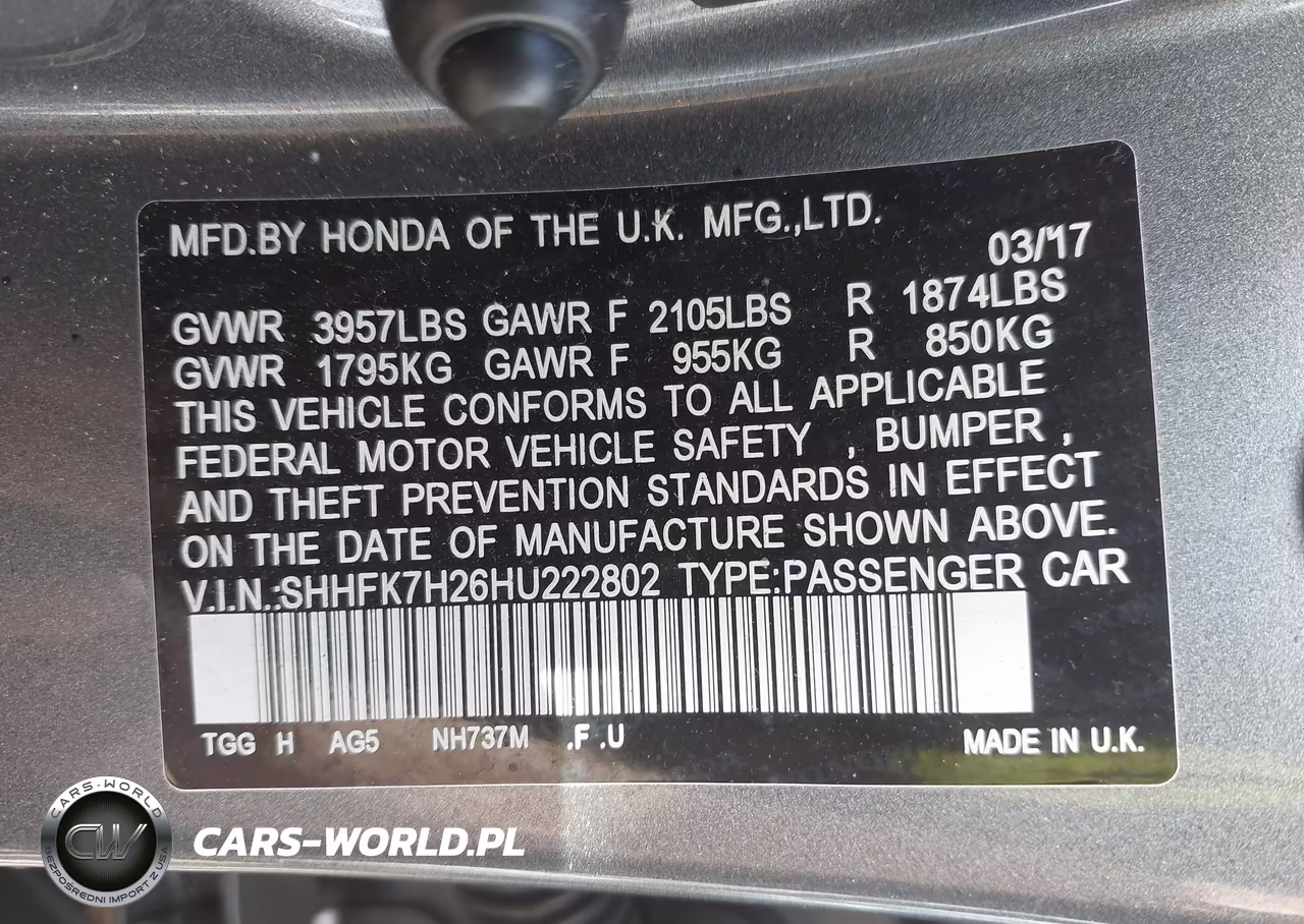 2017 Honda Civic Lx VIN:SHHFK7H26HU222802 - 9