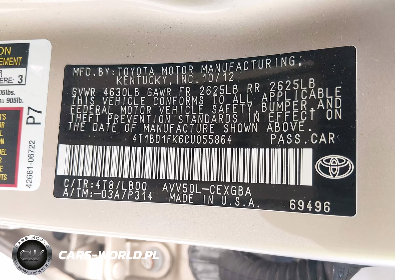 2012 Toyota Camry Hybrid Xle VIN:4T1BD1FK6CU055864 - 9