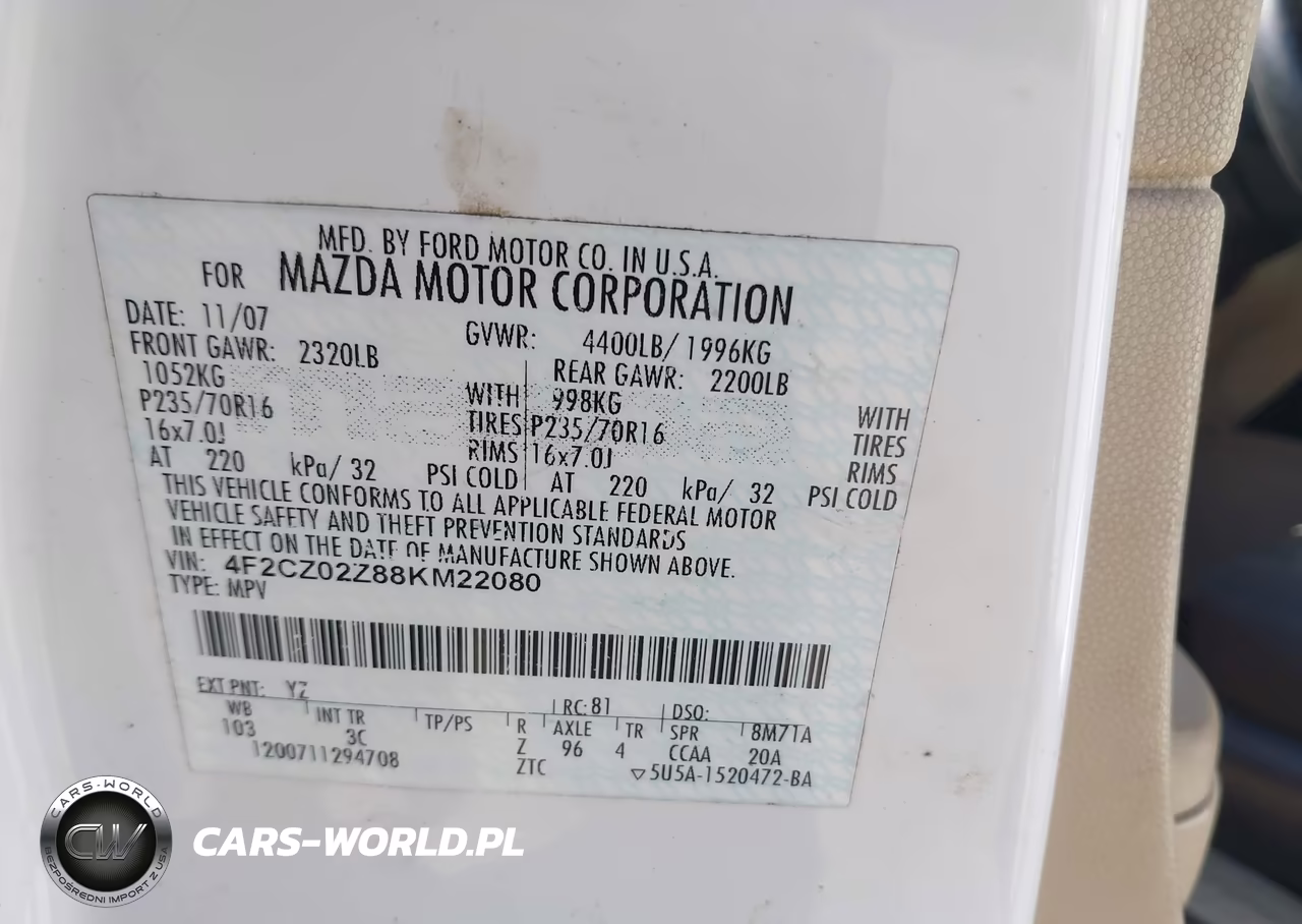 2008 Mazda Tribute I Touring VIN:4F2CZ02Z88KM22080 - 9